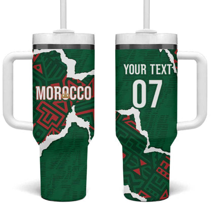 Morocco Football Custom Tumbler With Handle Grunge Motifs