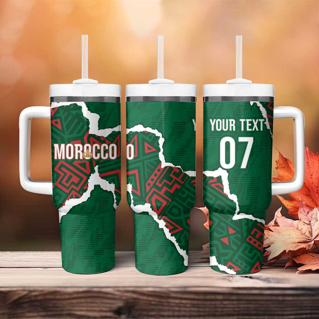 Morocco Football Custom Tumbler With Handle Grunge Motifs