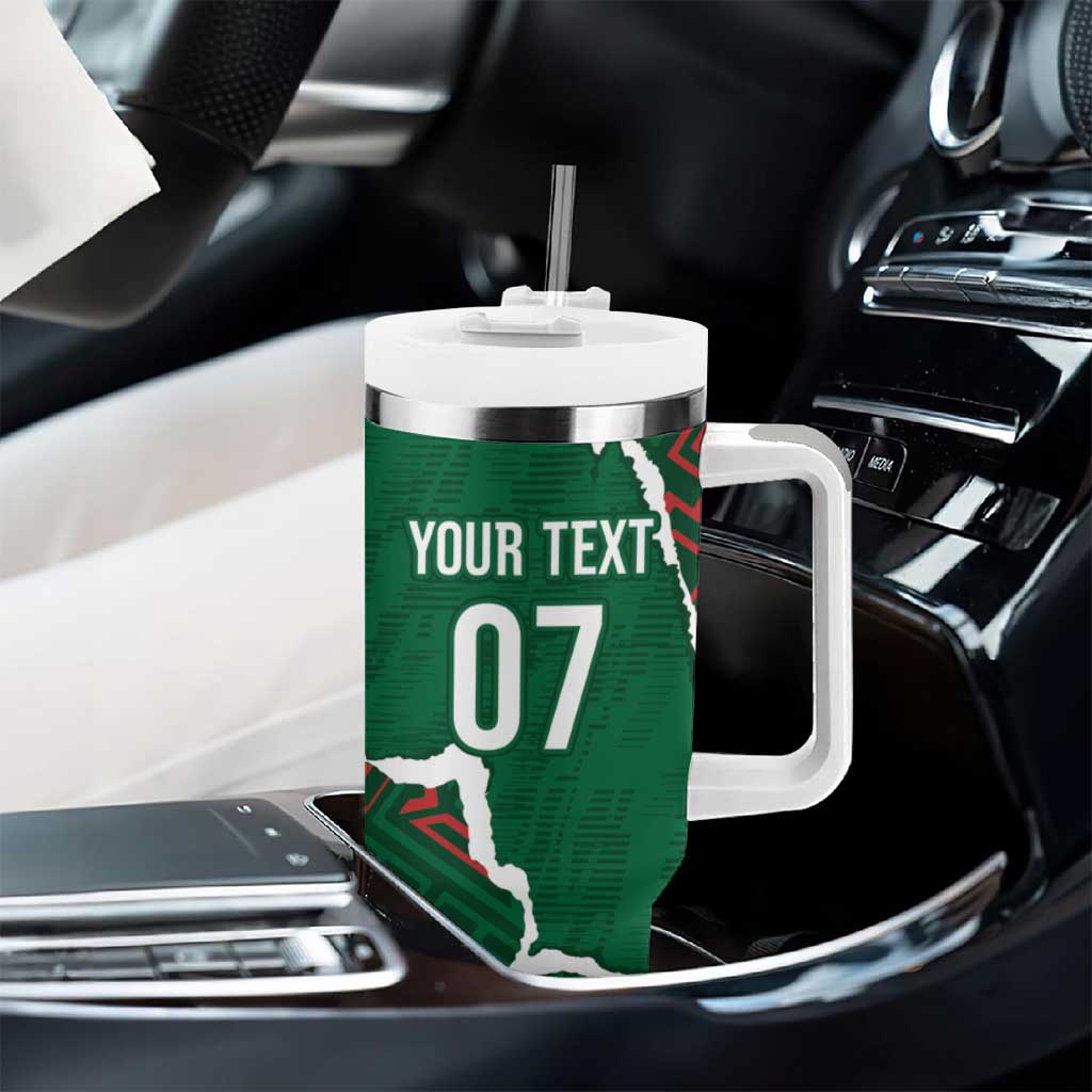 Morocco Football Custom Tumbler With Handle Grunge Motifs