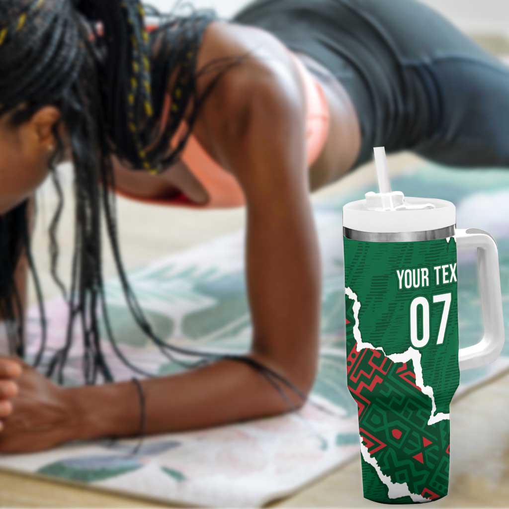 Morocco Football Custom Tumbler With Handle Grunge Motifs