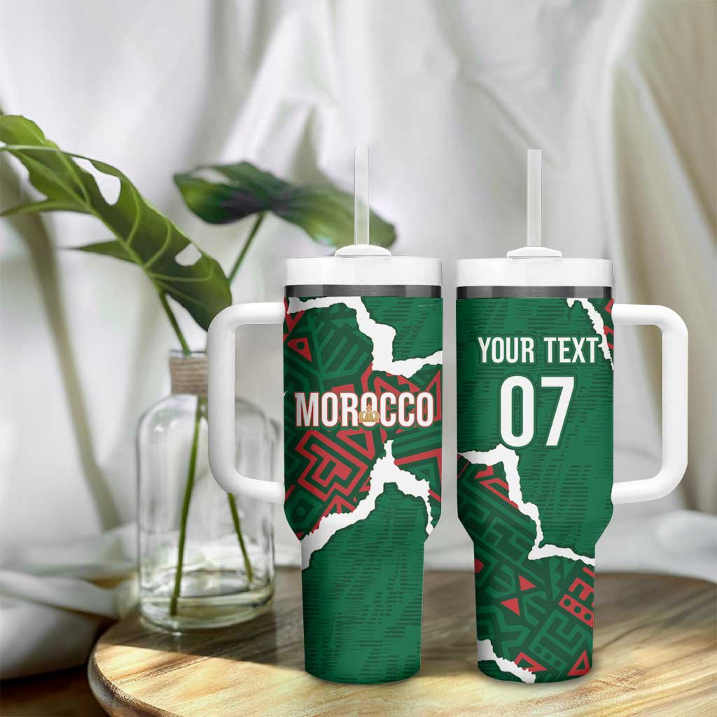 Morocco Football Custom Tumbler With Handle Grunge Motifs