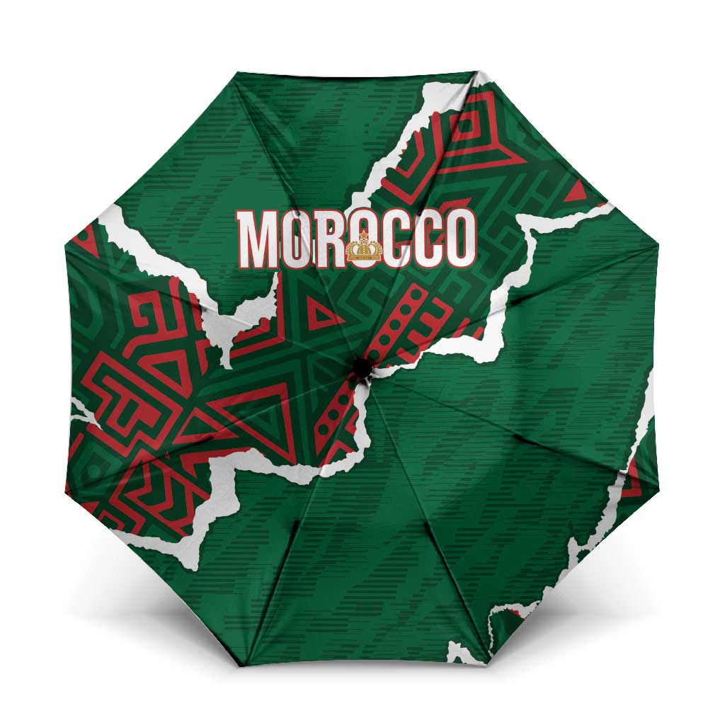 Morocco Football Umbrella Grunge Motifs