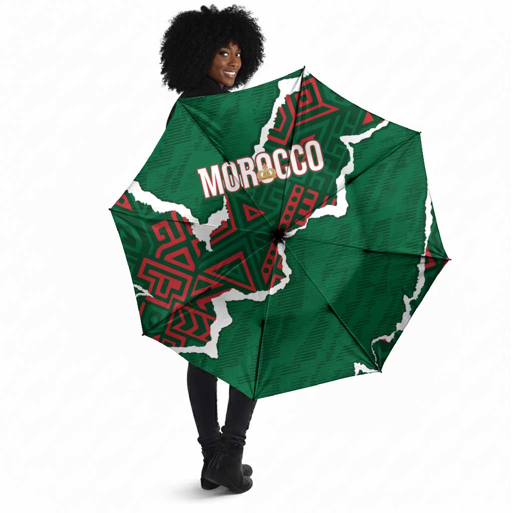 Morocco Football Umbrella Grunge Motifs