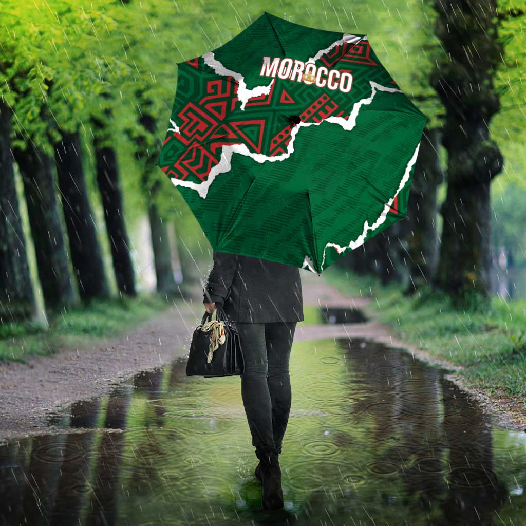 Morocco Football Umbrella Grunge Motifs