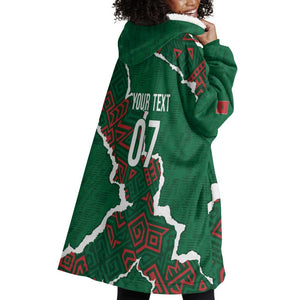 Morocco Football Custom Wearable Blanket Hoodie Grunge Motifs