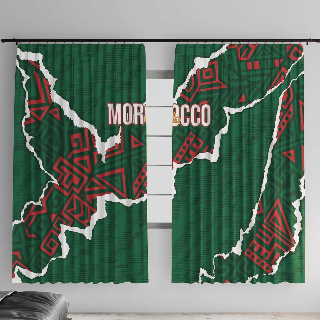 Morocco Football Window Curtain Grunge Motifs