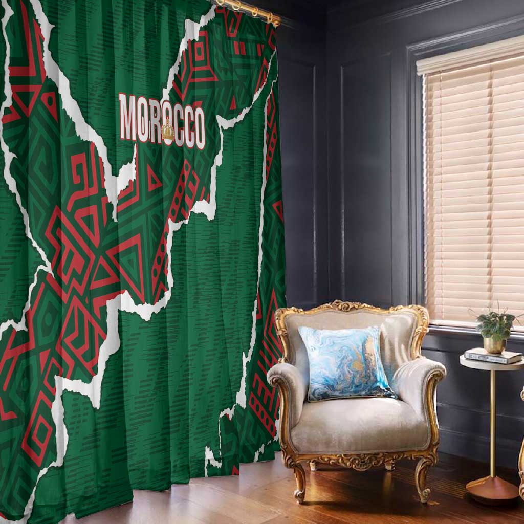 Morocco Football Window Curtain Grunge Motifs