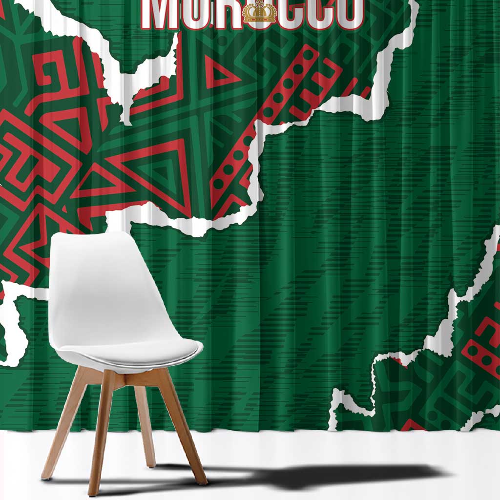 Morocco Football Window Curtain Grunge Motifs