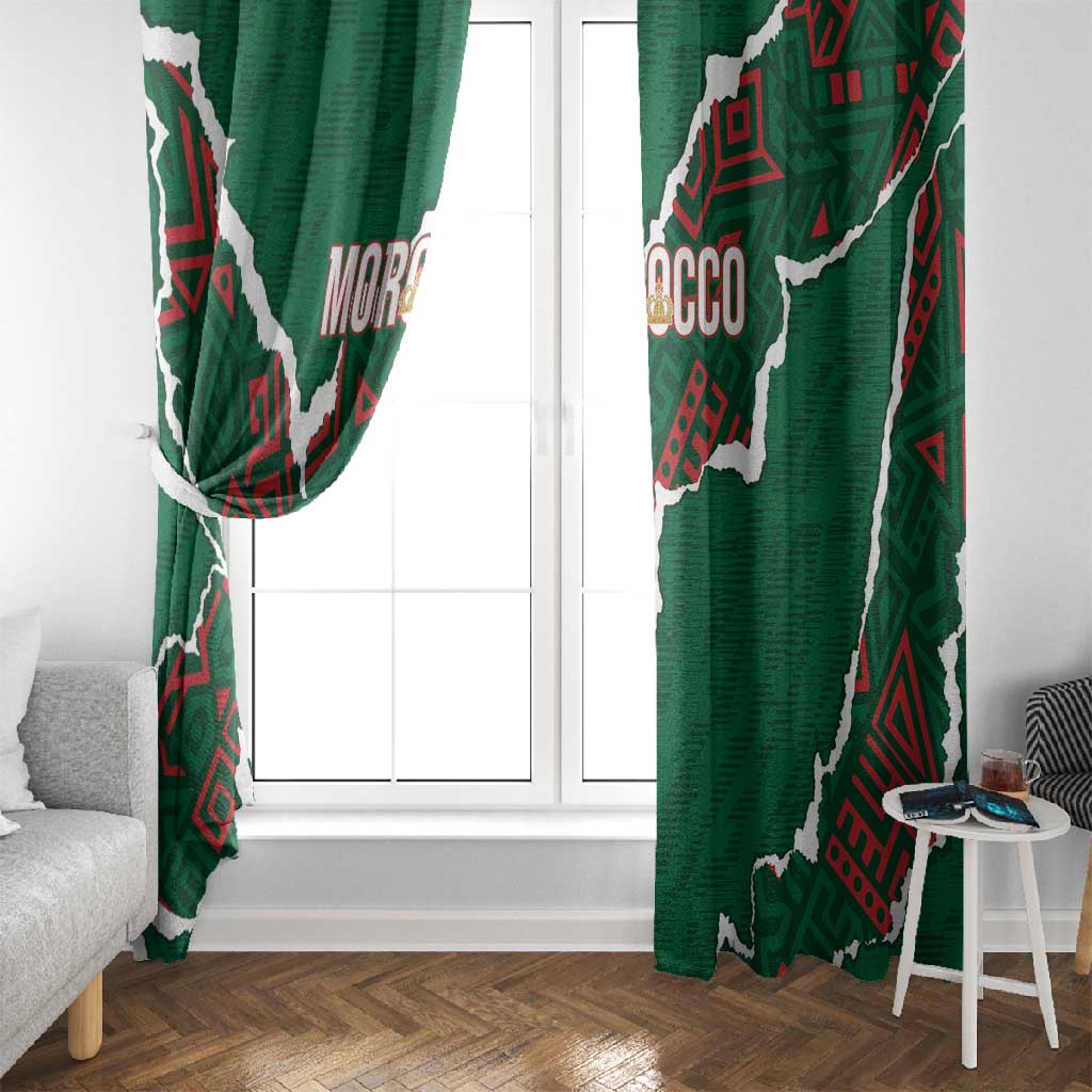 Morocco Football Window Curtain Grunge Motifs