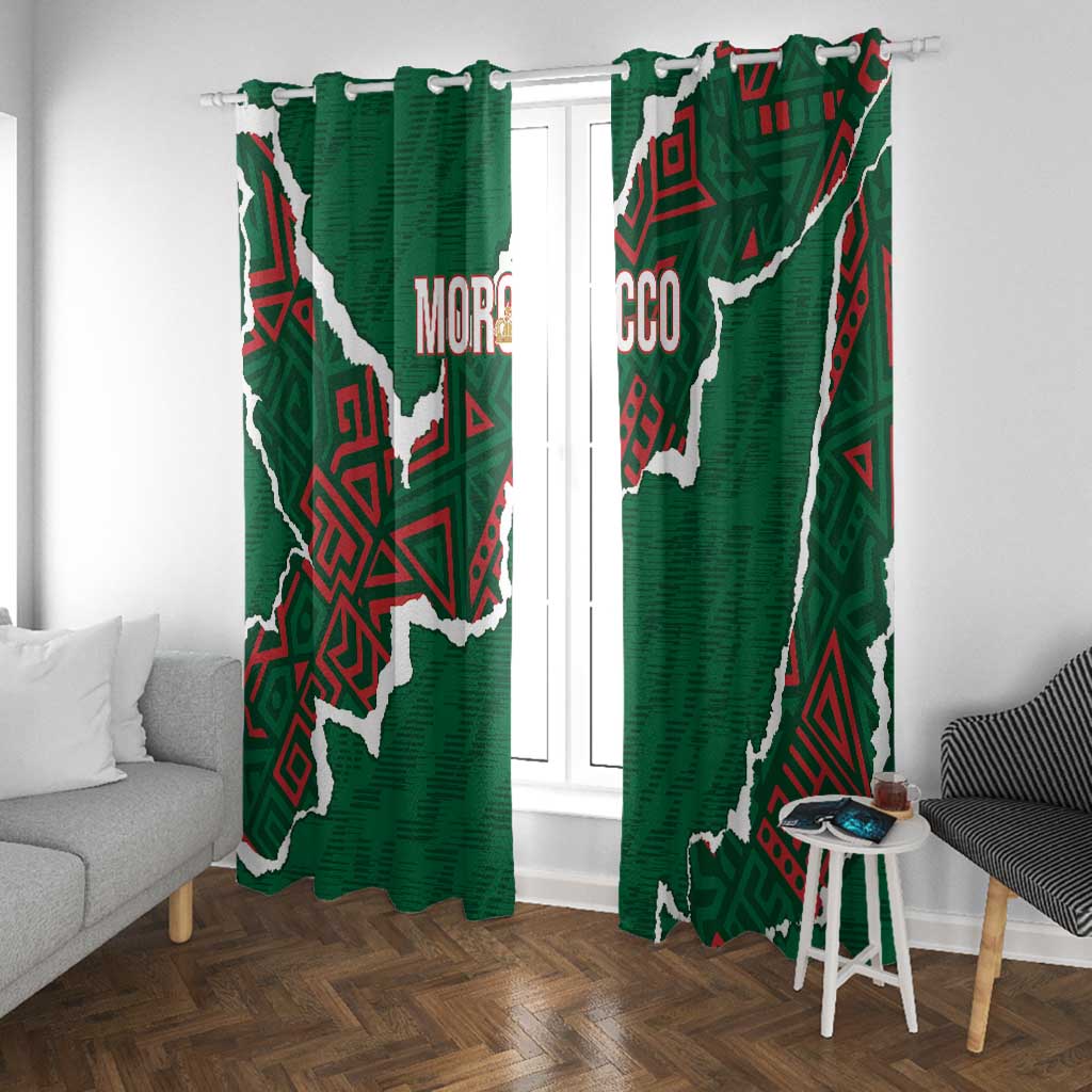 Morocco Football Window Curtain Grunge Motifs