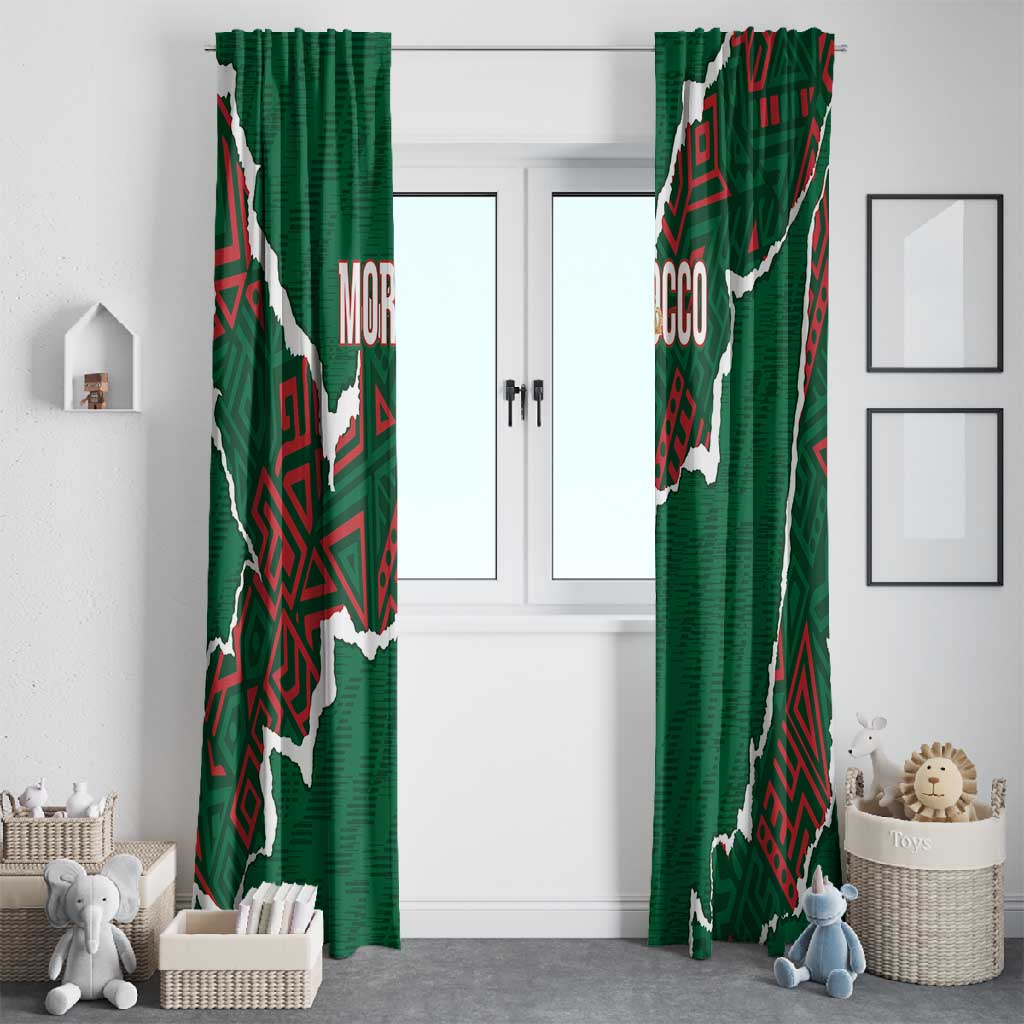 Morocco Football Window Curtain Grunge Motifs