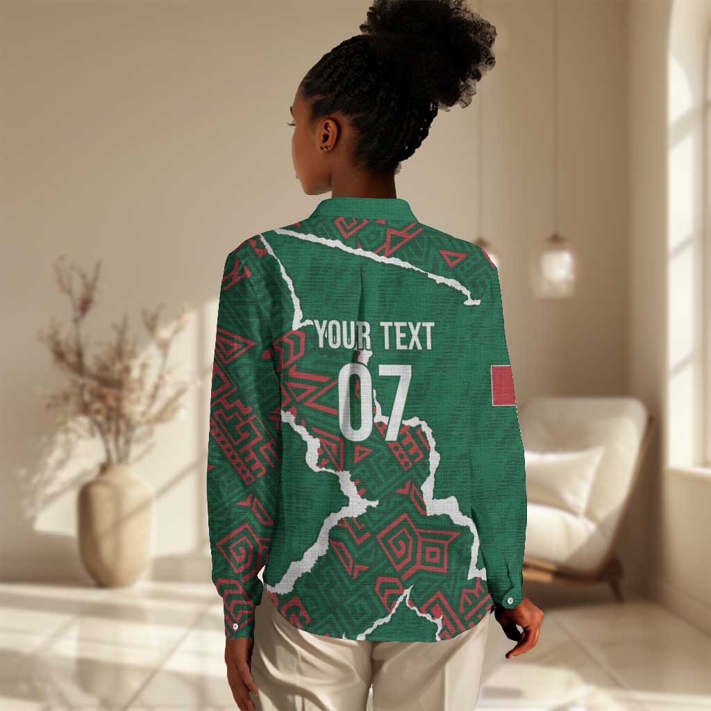 Morocco Football Custom Women Casual Shirt Grunge Motifs