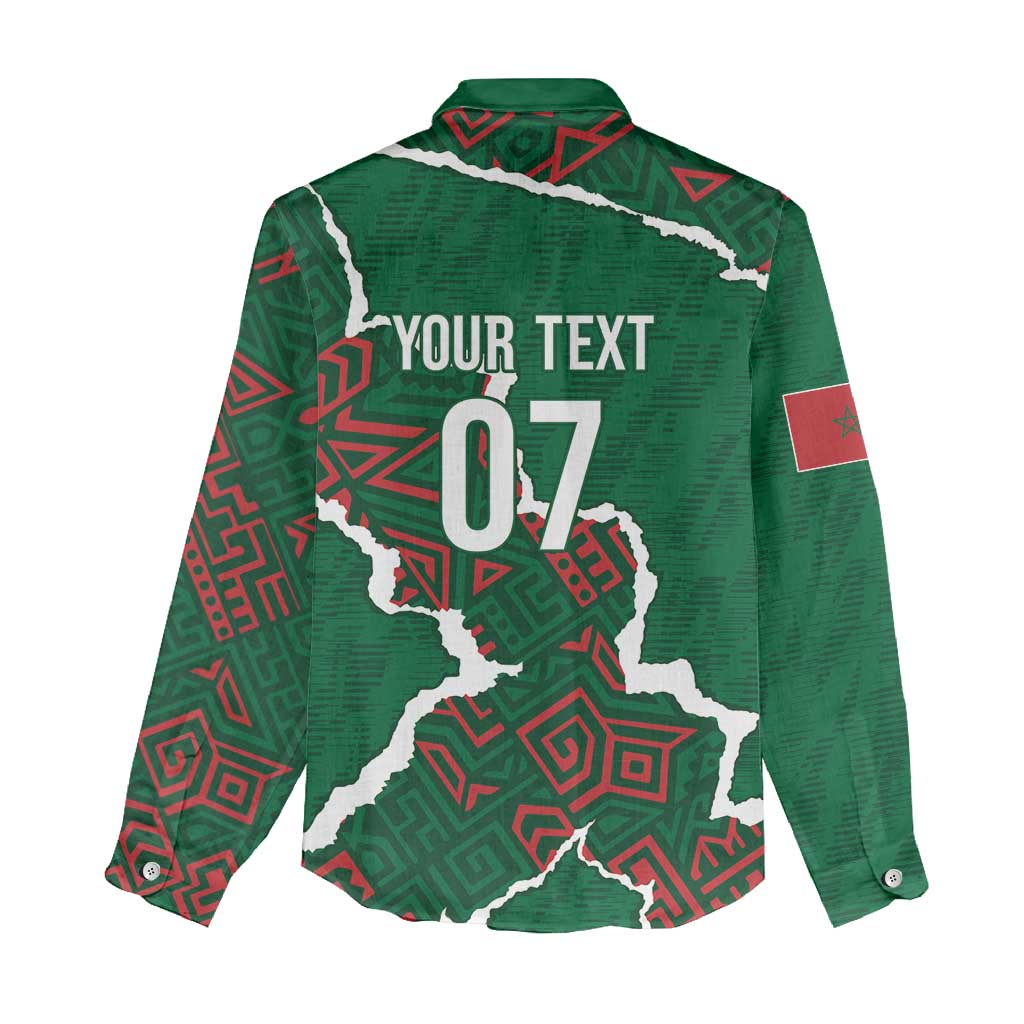 Morocco Football Custom Women Casual Shirt Grunge Motifs