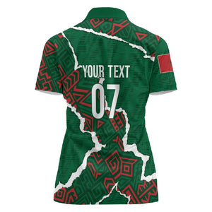 Morocco Football Custom Women Polo Shirt Grunge Motifs