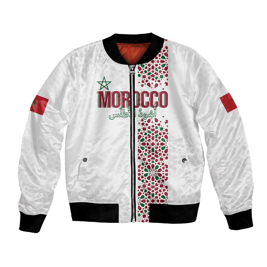 Morocco Atlas Lions Personalized Bomber Jacket Arabesque Inspired Pattern