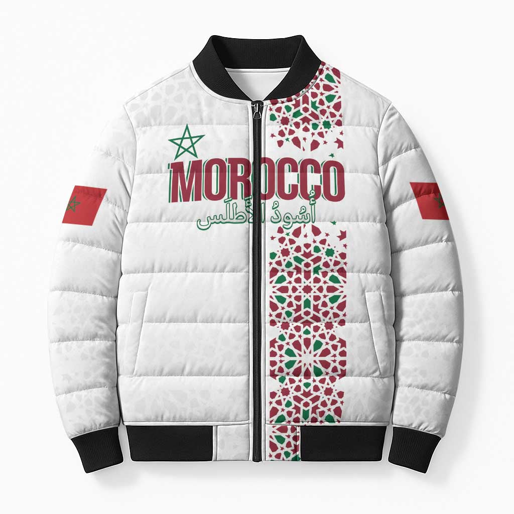Morocco Atlas Lions Personalized Bomber Puffer Jacket Arabesque Inspired Pattern