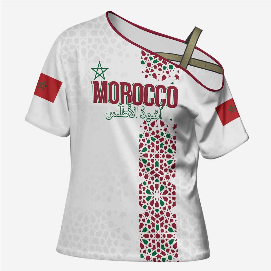 Morocco Atlas Lions Personalized Cross Shoulder Shirt Arabesque Inspired Pattern