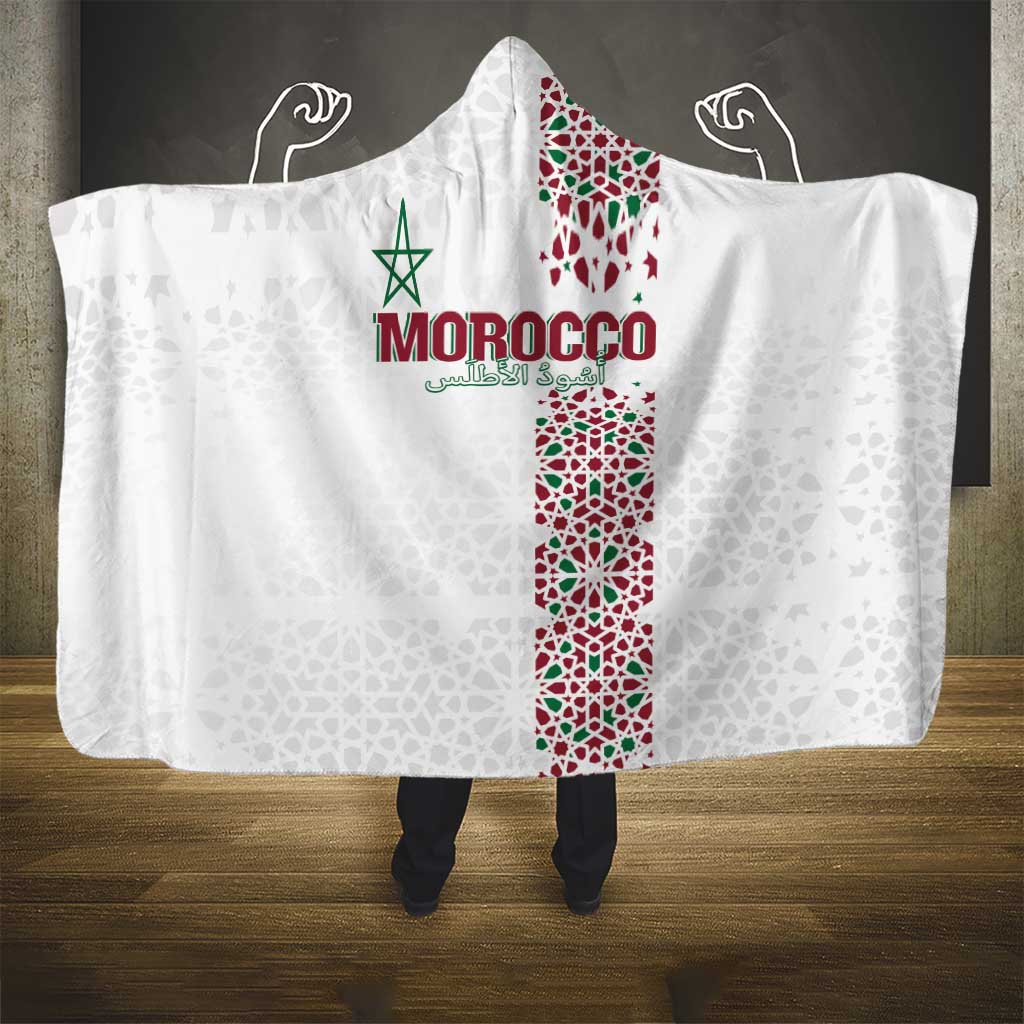 Morocco Atlas Lions Hooded Blanket Arabesque Inspired Pattern