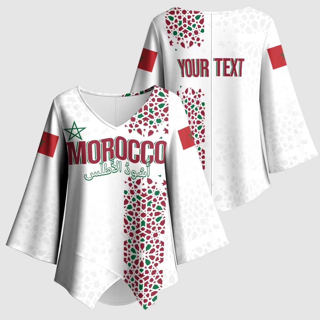 Morocco Atlas Lions Personalized Kimono Sleeve Blouse Arabesque Inspired Pattern