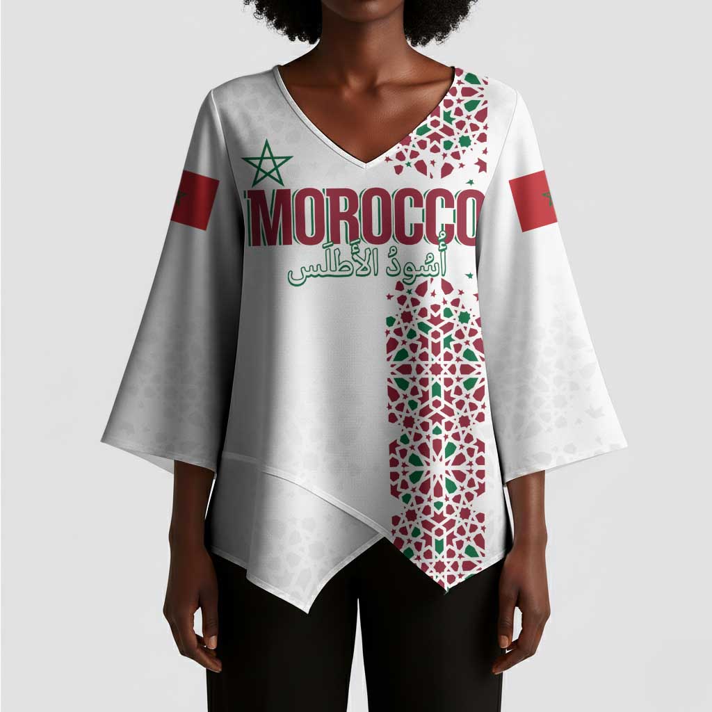 Morocco Atlas Lions Personalized Kimono Sleeve Blouse Arabesque Inspired Pattern
