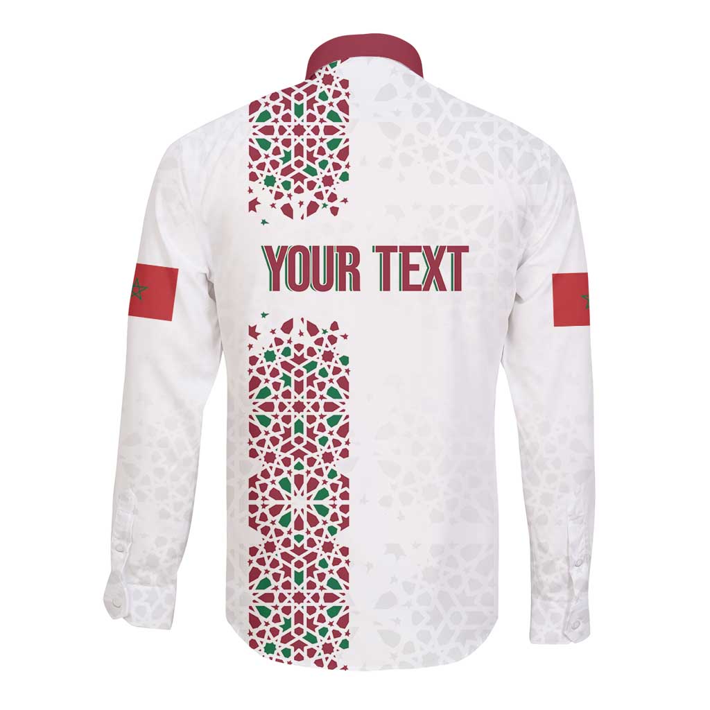 Morocco Atlas Lions Personalized Long Sleeve Button Shirt Arabesque Inspired Pattern