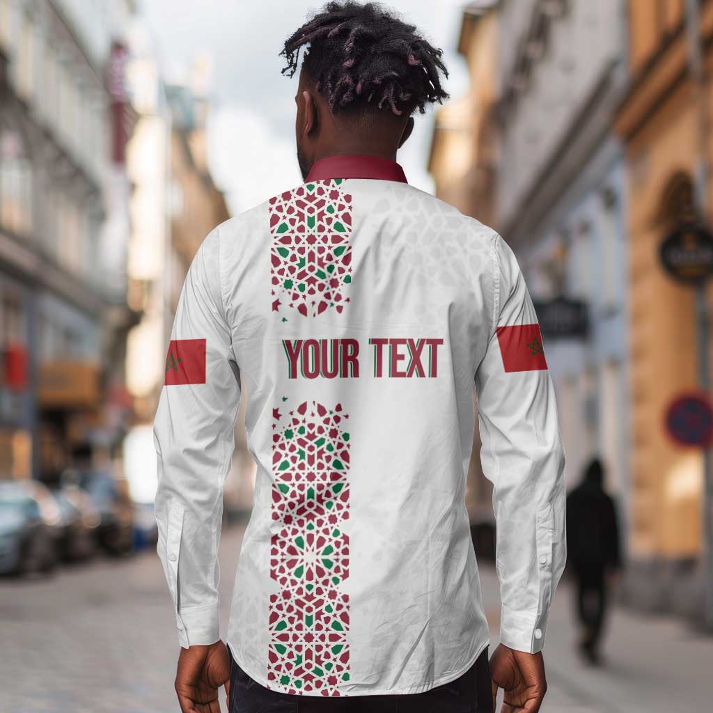 Morocco Atlas Lions Personalized Long Sleeve Button Shirt Arabesque Inspired Pattern