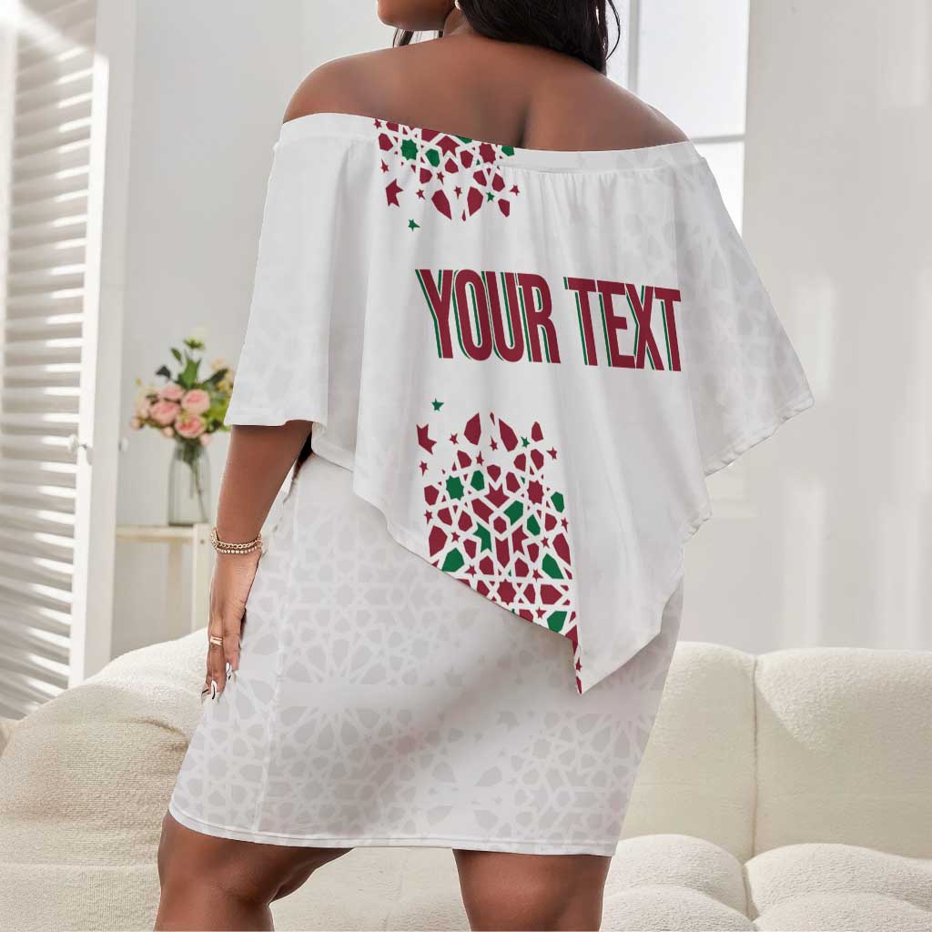 Morocco Atlas Lions Personalized Off Shoulder Short Dress Arabesque Inspired Pattern