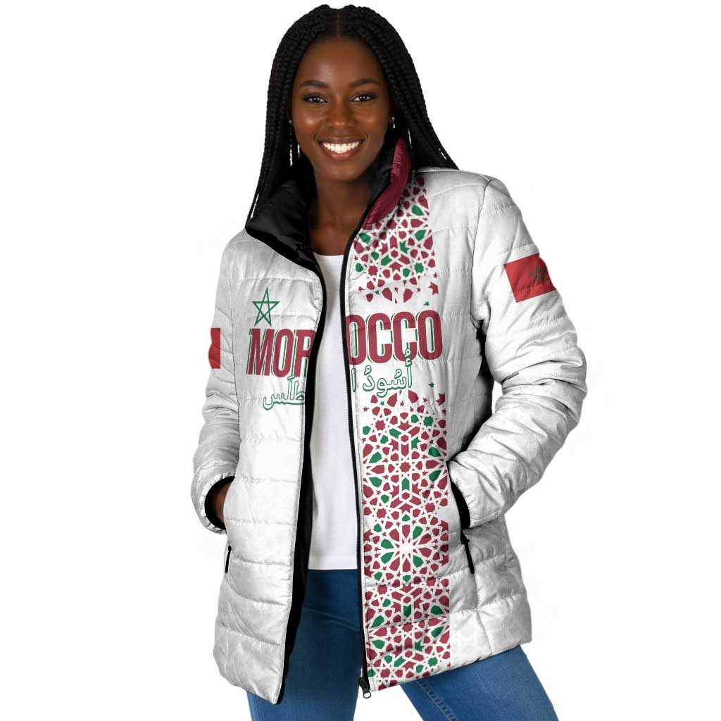 Morocco Atlas Lions Personalized Padded Jacket Arabesque Inspired Pattern