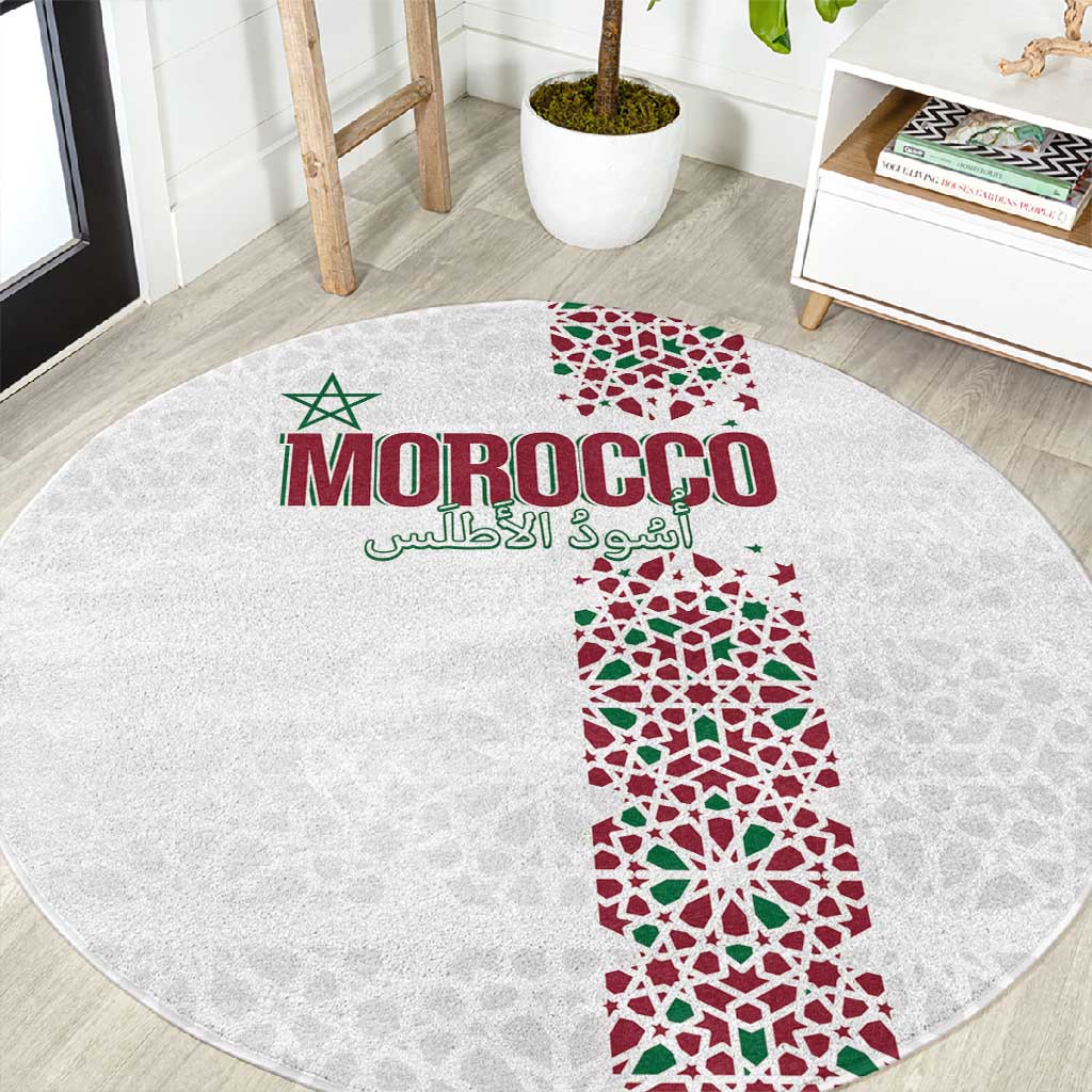 Morocco Atlas Lions Round Carpet Arabesque Inspired Pattern