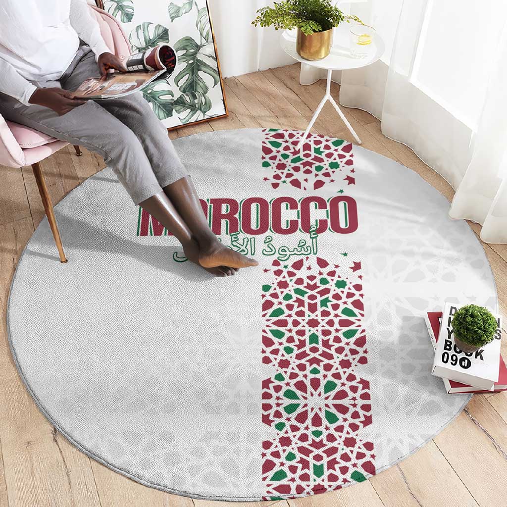 Morocco Atlas Lions Round Carpet Arabesque Inspired Pattern