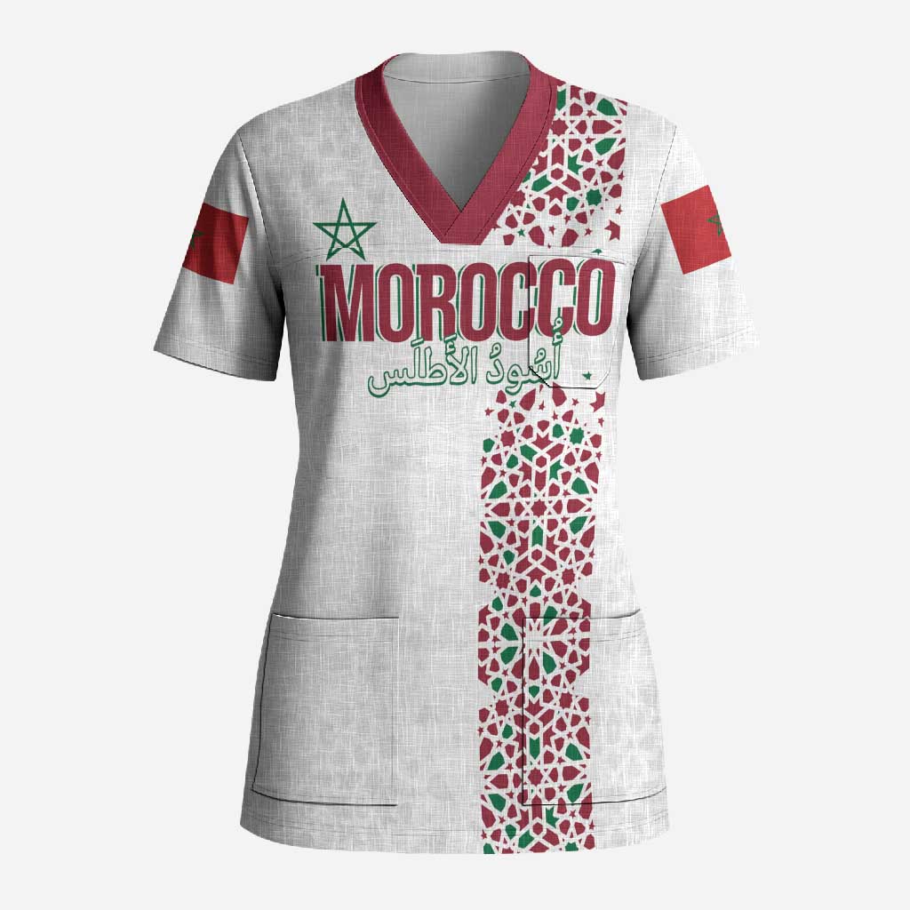 Morocco Atlas Lions Personalized Scrub Top Arabesque Inspired Pattern