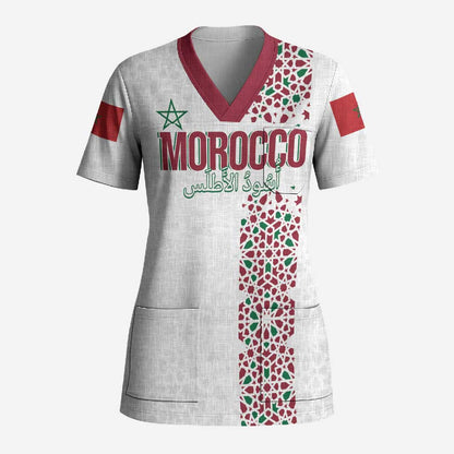 Morocco Atlas Lions Personalized Scrub Top Arabesque Inspired Pattern