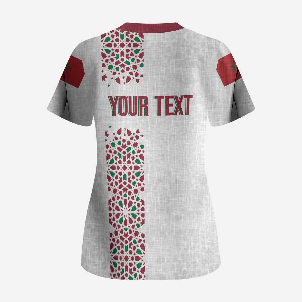 Morocco Atlas Lions Personalized Scrub Top Arabesque Inspired Pattern