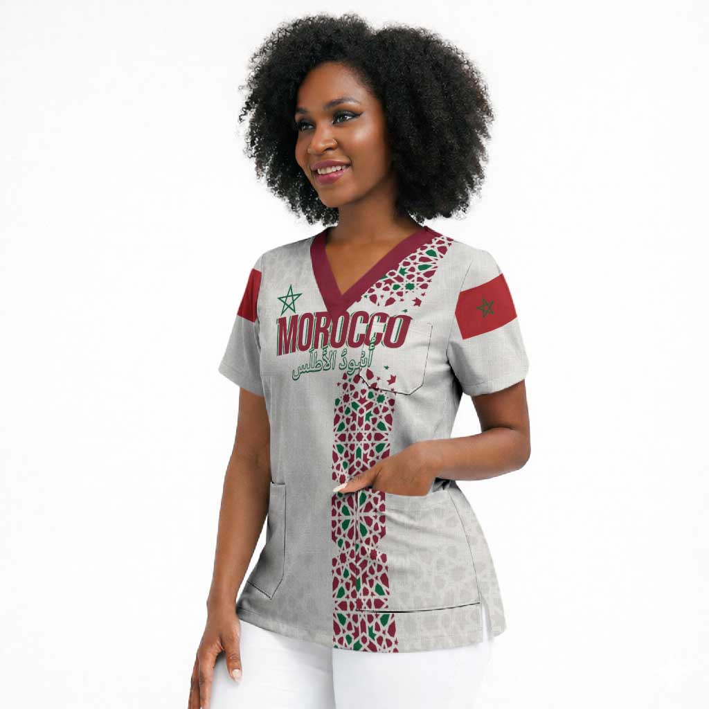 Morocco Atlas Lions Personalized Scrub Top Arabesque Inspired Pattern