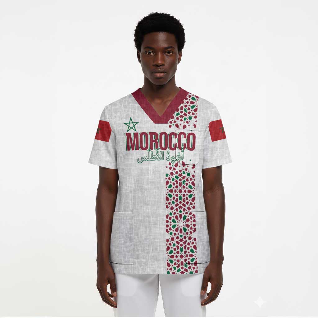 Morocco Atlas Lions Personalized Scrub Top Arabesque Inspired Pattern