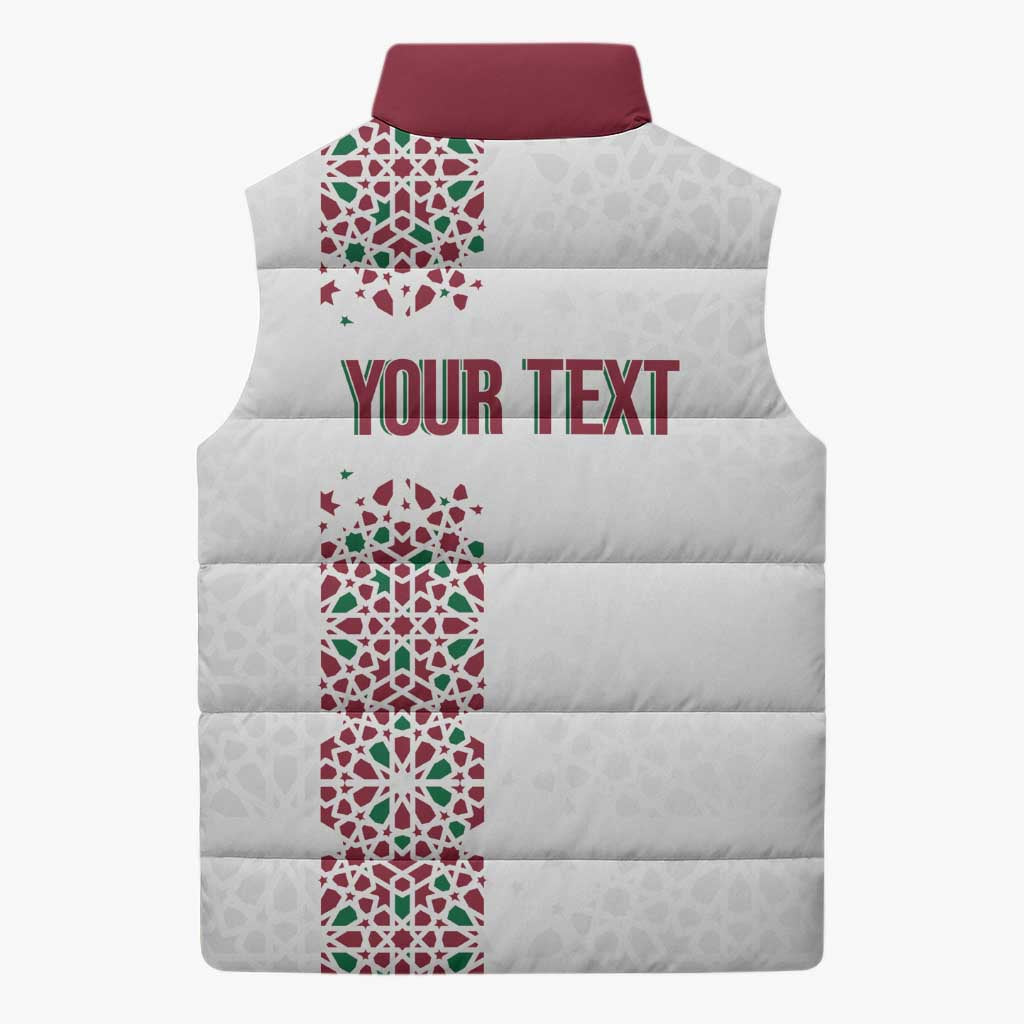Morocco Atlas Lions Personalized Sleeveless Puffer Jacket Arabesque Inspired Pattern