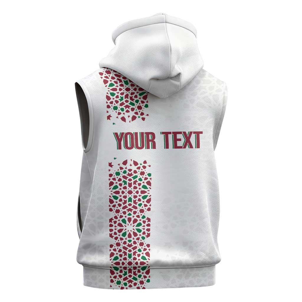 Morocco Atlas Lions Personalized Sleeveless Zip Hoodie Arabesque Inspired Pattern