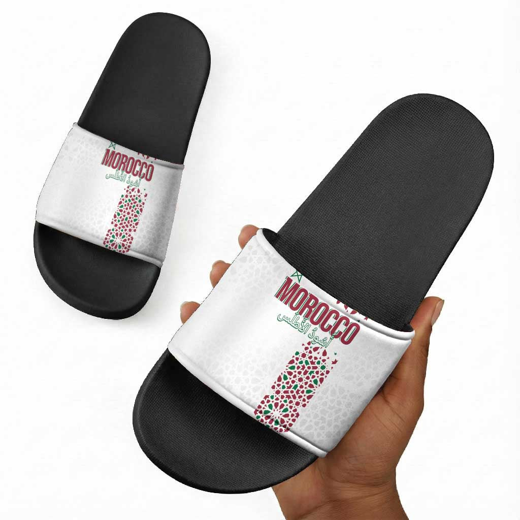 Morocco Atlas Lions Slide Sandals Arabesque Inspired Pattern