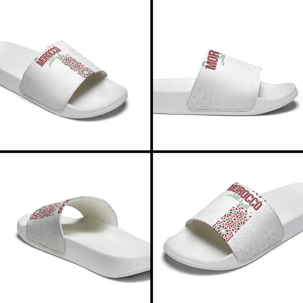 Morocco Atlas Lions Slide Sandals Arabesque Inspired Pattern