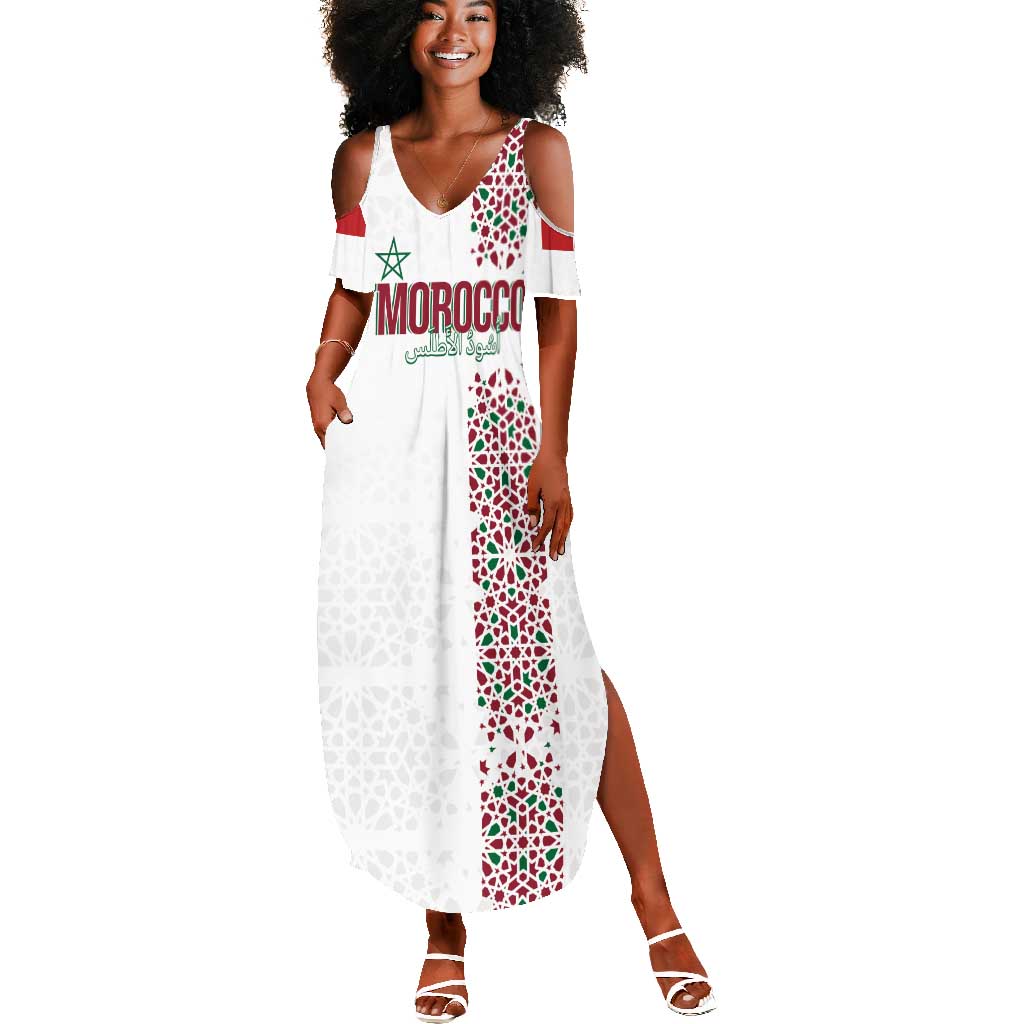 Morocco Atlas Lions Personalized Summer Maxi Dress Arabesque Inspired Pattern