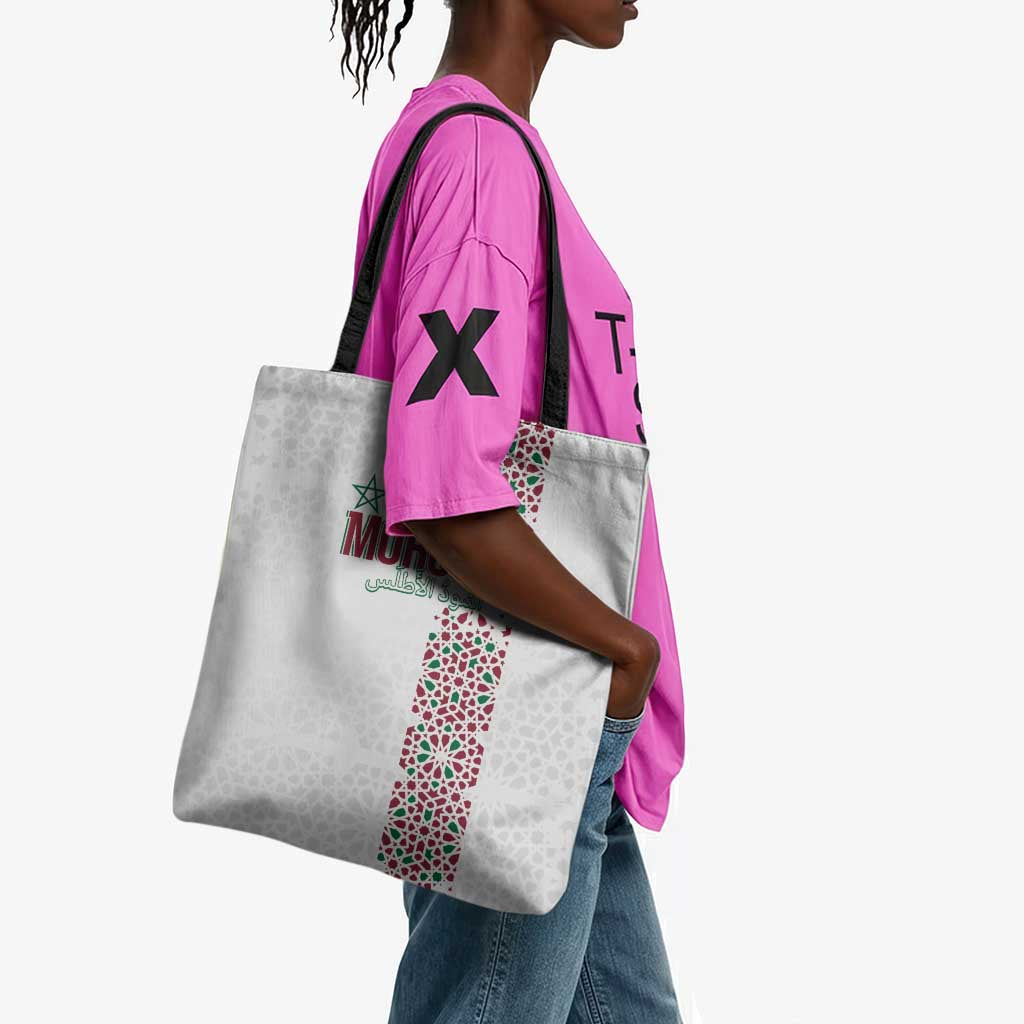 Morocco Atlas Lions Tote Bag Arabesque Inspired Pattern