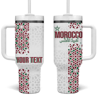 Morocco Atlas Lions Personalized Tumbler With Handle Arabesque Inspired Pattern