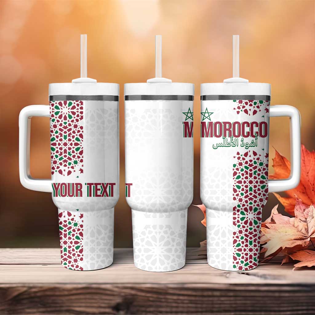 Morocco Atlas Lions Personalized Tumbler With Handle Arabesque Inspired Pattern