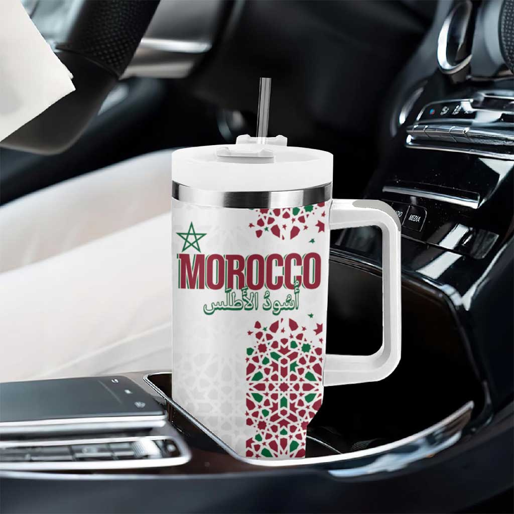 Morocco Atlas Lions Personalized Tumbler With Handle Arabesque Inspired Pattern