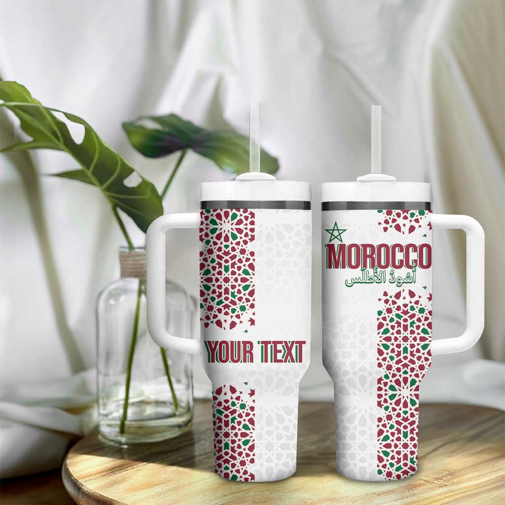 Morocco Atlas Lions Personalized Tumbler With Handle Arabesque Inspired Pattern