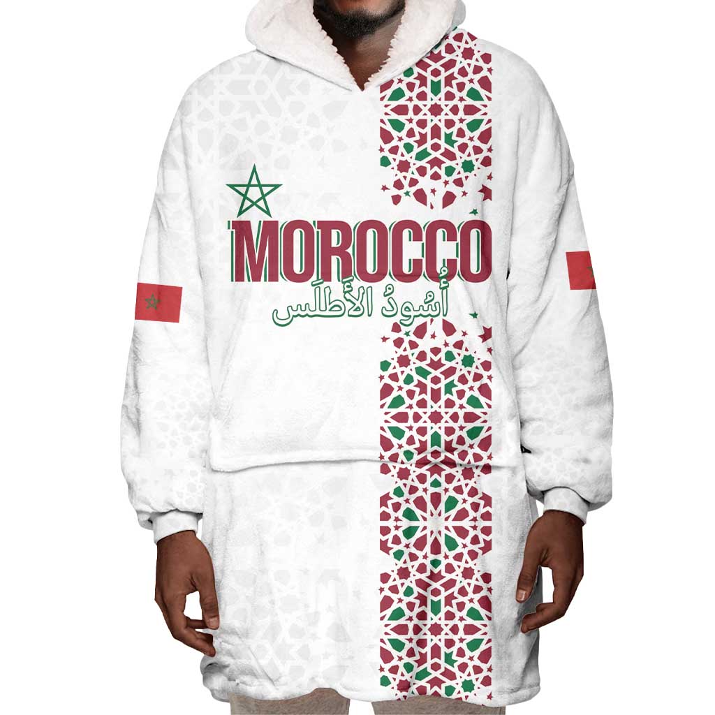 Morocco Atlas Lions Personalized Wearable Blanket Hoodie Arabesque Inspired Pattern