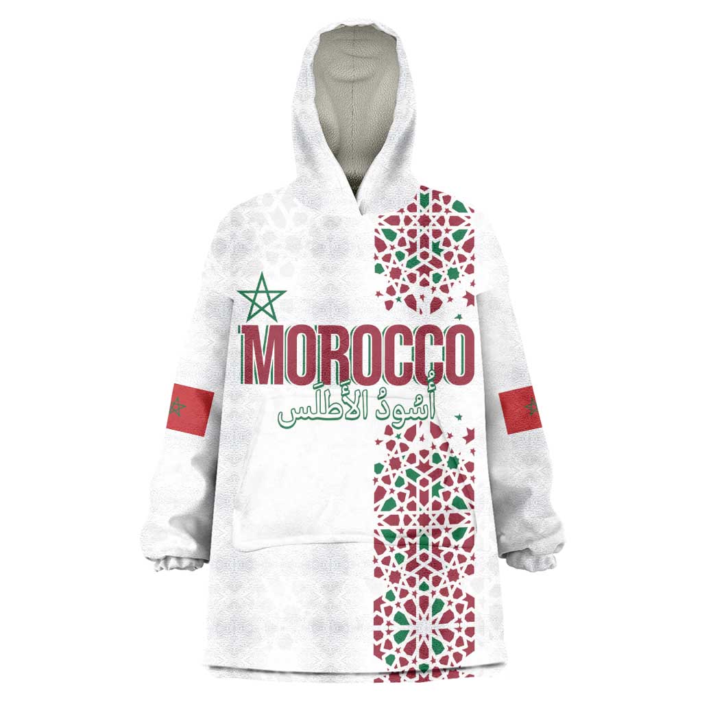 Morocco Atlas Lions Personalized Wearable Blanket Hoodie Arabesque Inspired Pattern