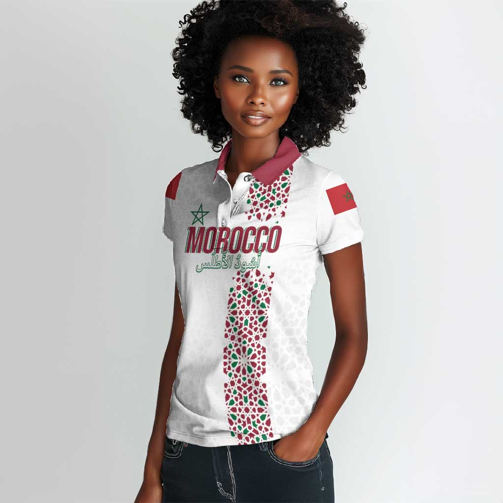 Morocco Atlas Lions Personalized Women Polo Shirt Arabesque Inspired Pattern