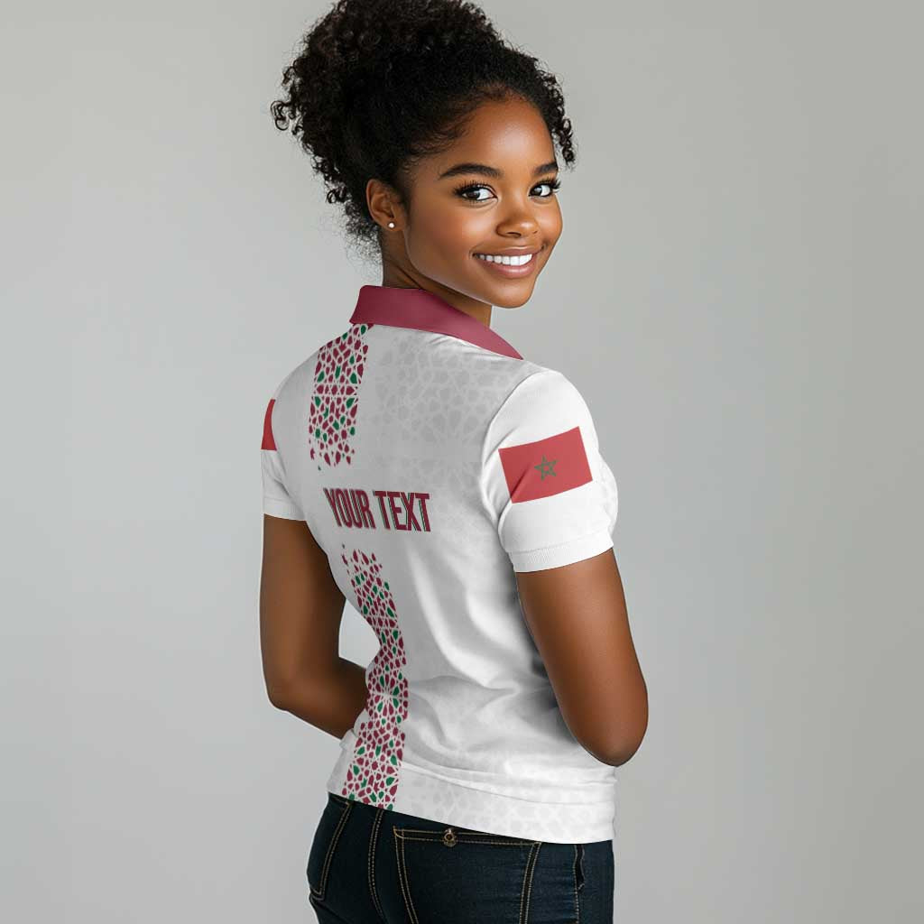 Morocco Atlas Lions Personalized Women Polo Shirt Arabesque Inspired Pattern
