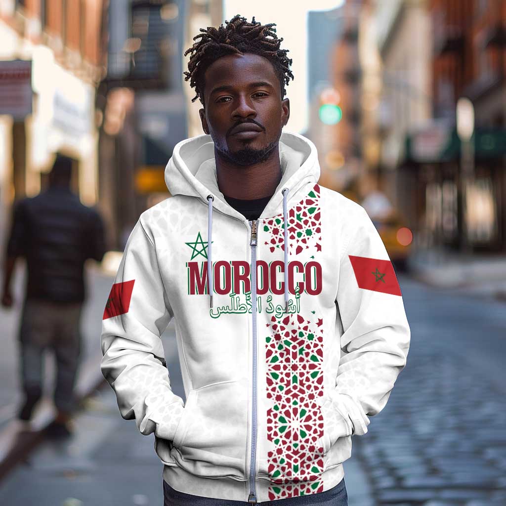 Morocco Atlas Lions Personalized Zip Hoodie Arabesque Inspired Pattern